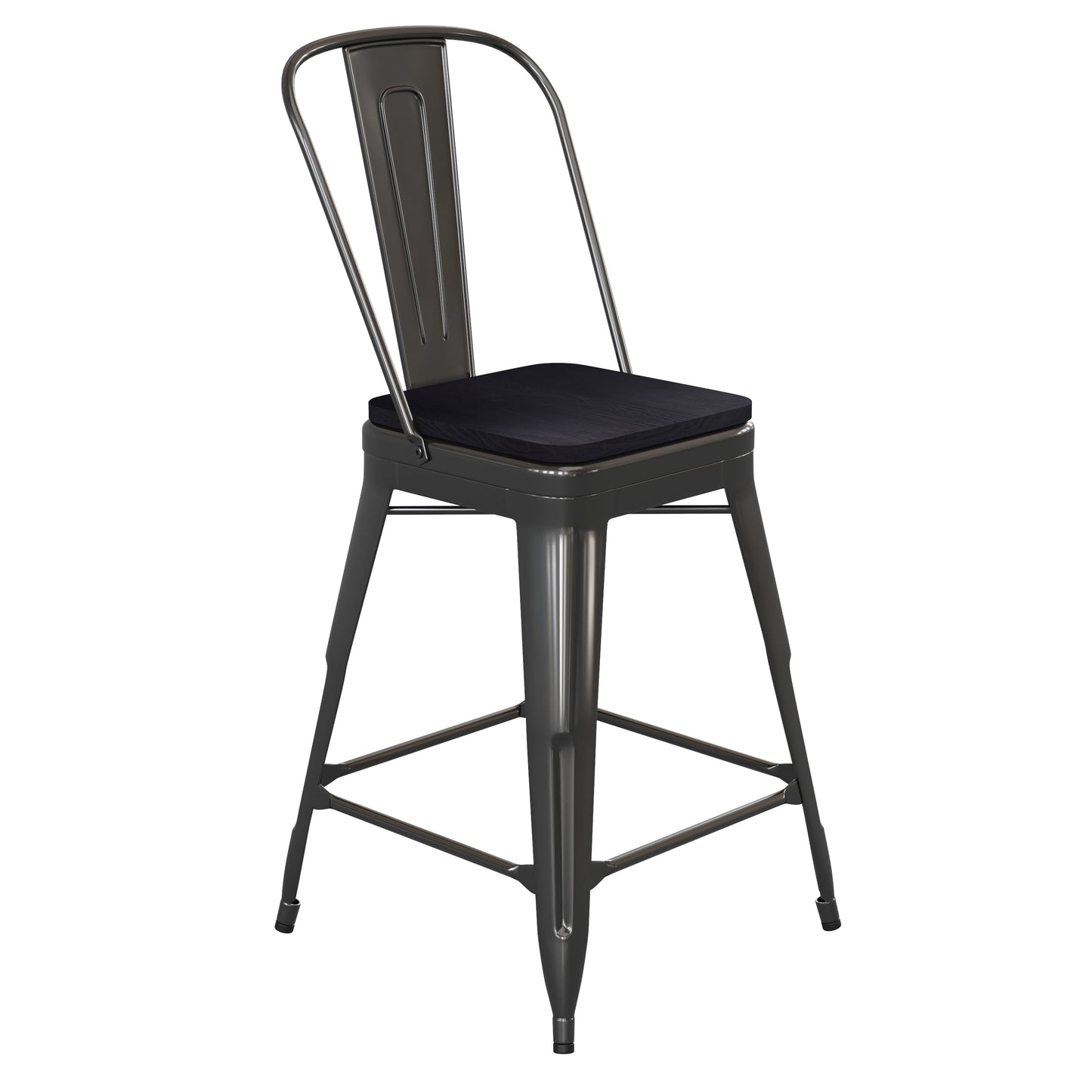 24" Black Stool-Black Seat CH-31320-24GB-BK-PL2B-GG