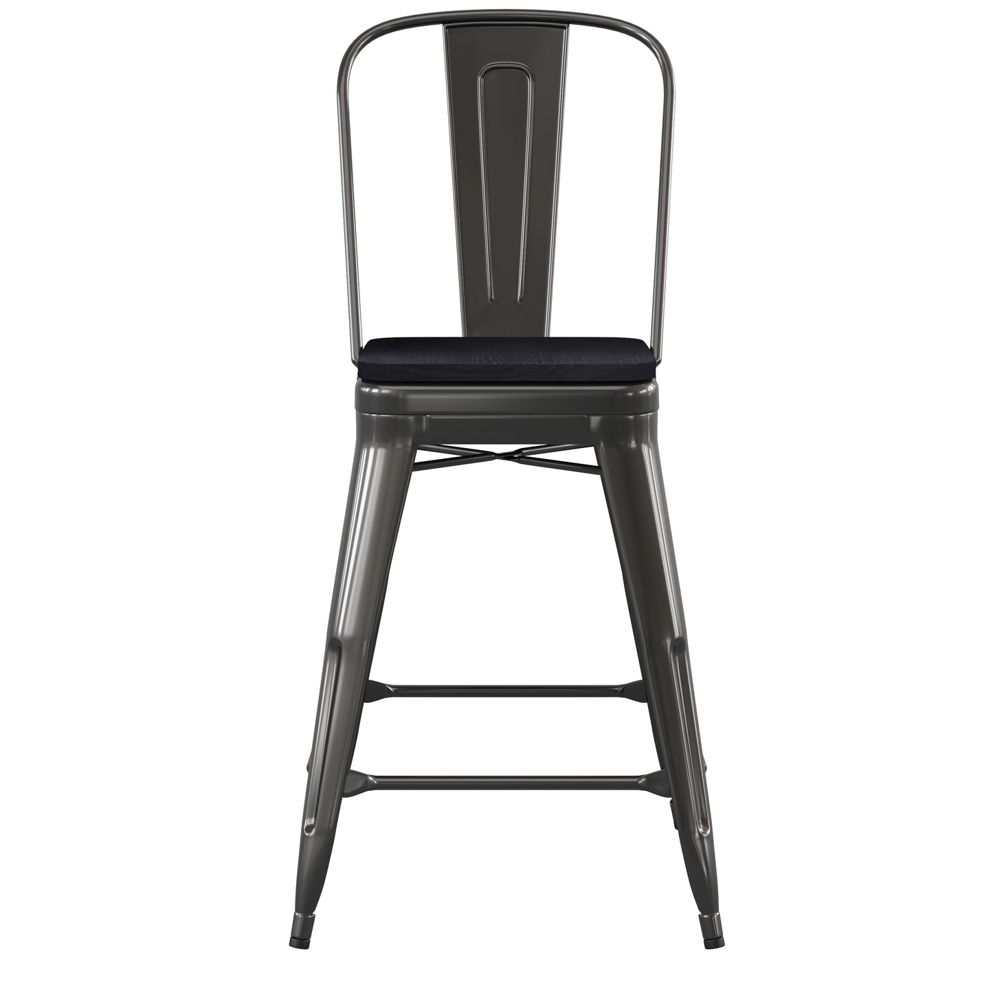 24" Black Stool-Black Seat CH-31320-24GB-BK-PL2B-GG