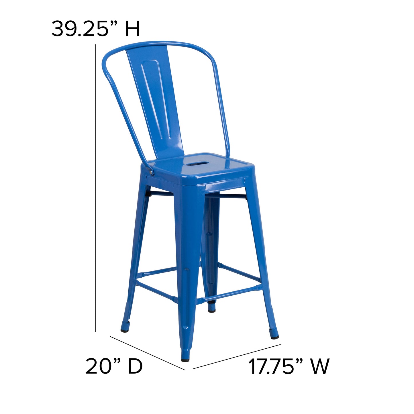 24" Blue Metal Outdoor Stool CH-31320-24GB-BL-GG