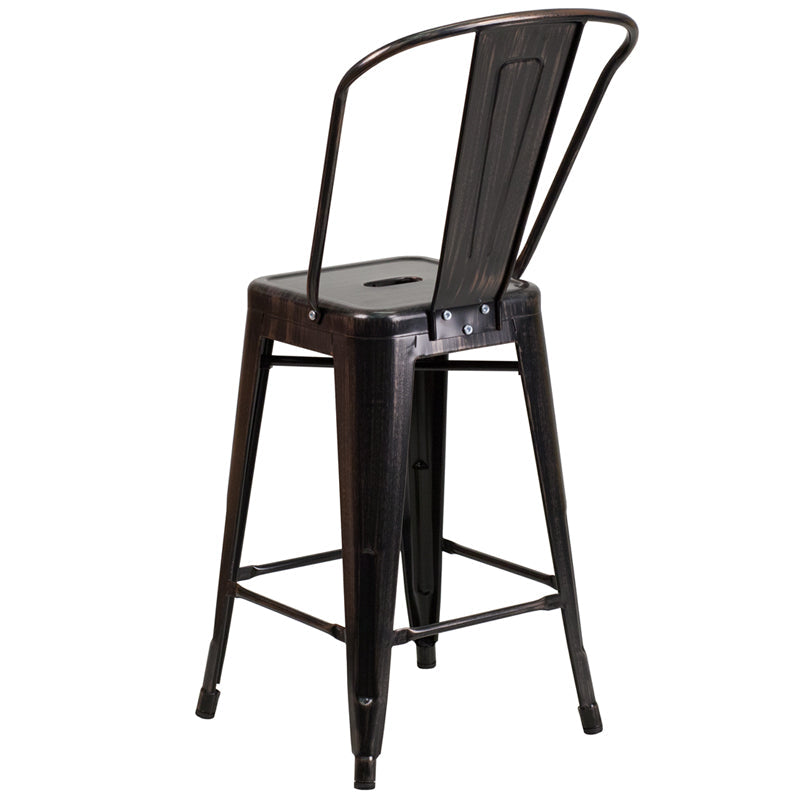 24" Aged Black Metal Stool CH-31320-24GB-BQ-GG