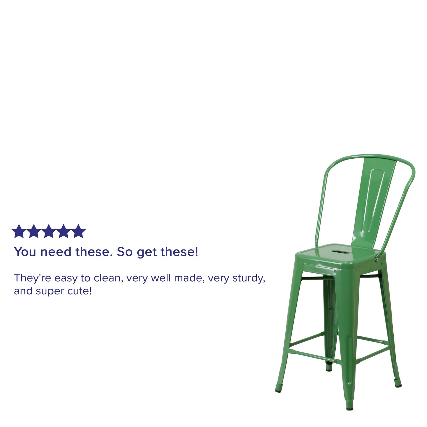 24" Green Metal Outdoor Stool CH-31320-24GB-GN-GG