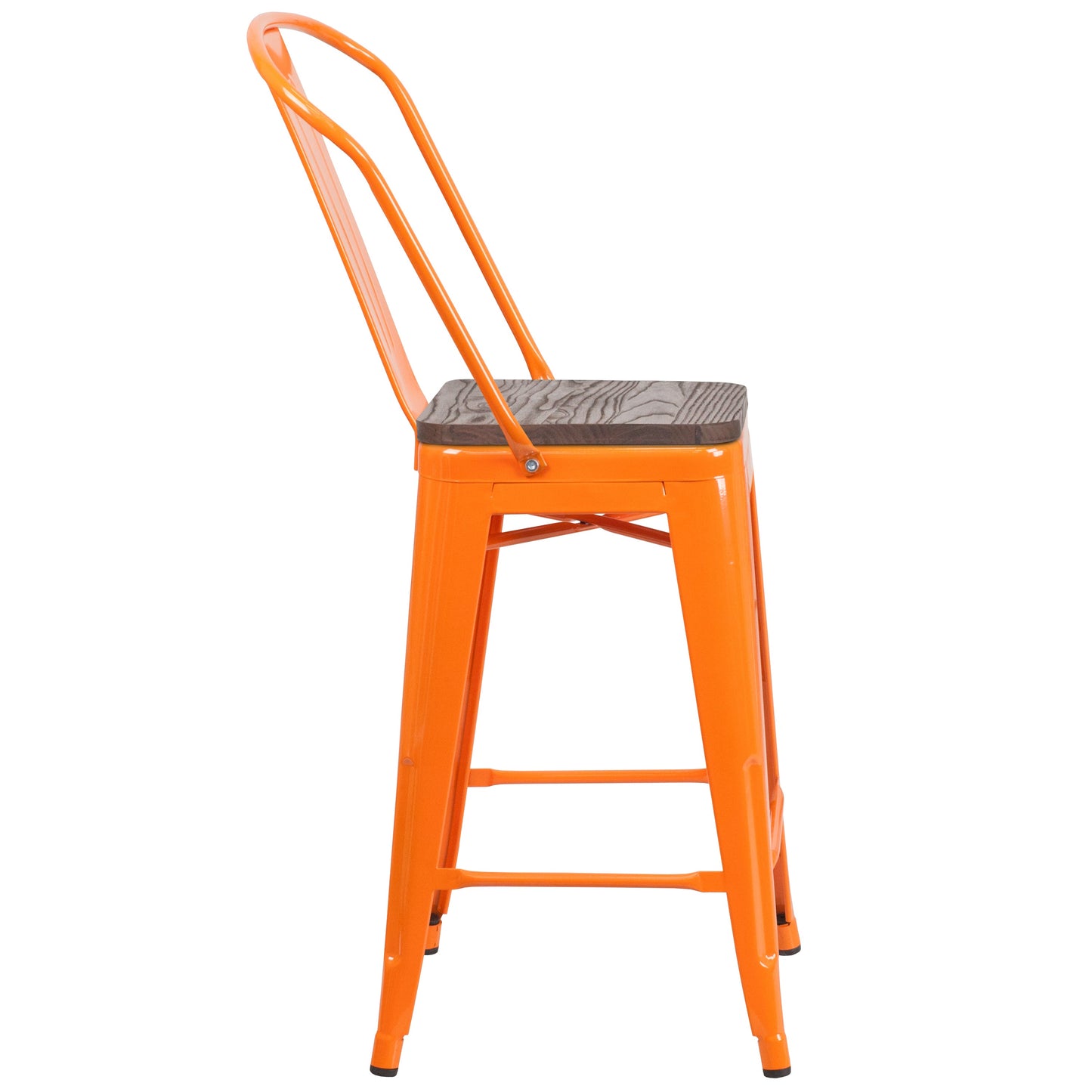 24" Orange Metal Counter Stool CH-31320-24GB-OR-WD-GG