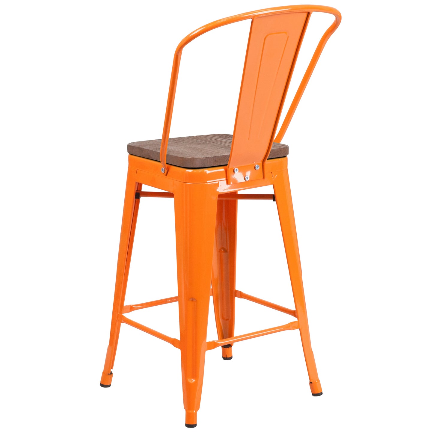 24" Orange Metal Counter Stool CH-31320-24GB-OR-WD-GG