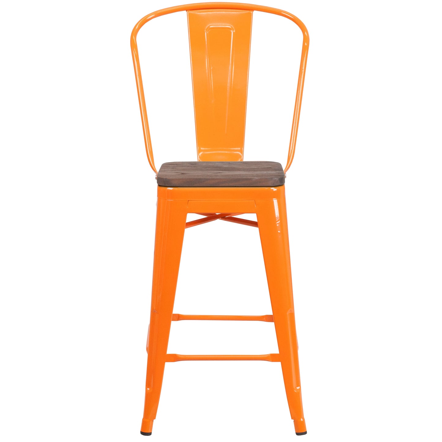 24" Orange Metal Counter Stool CH-31320-24GB-OR-WD-GG