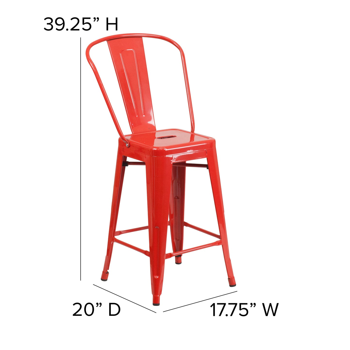 24" Red Stool-Red Seat CH-31320-24GB-RED-PL2R-GG