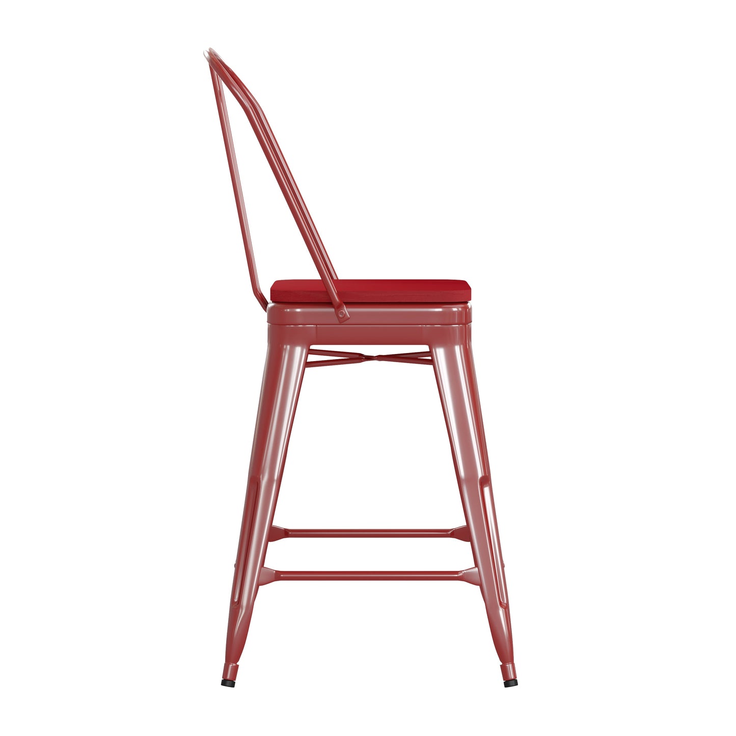 24" Red Stool-Red Seat CH-31320-24GB-RED-PL2R-GG