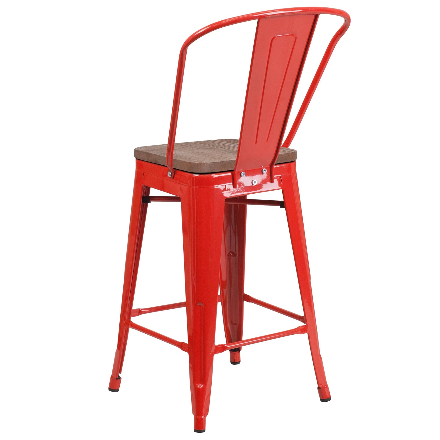 24" Red Metal Counter Stool CH-31320-24GB-RED-WD-GG