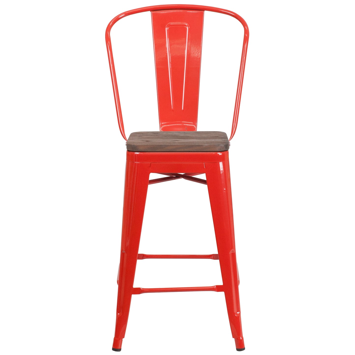 24" Red Metal Counter Stool CH-31320-24GB-RED-WD-GG