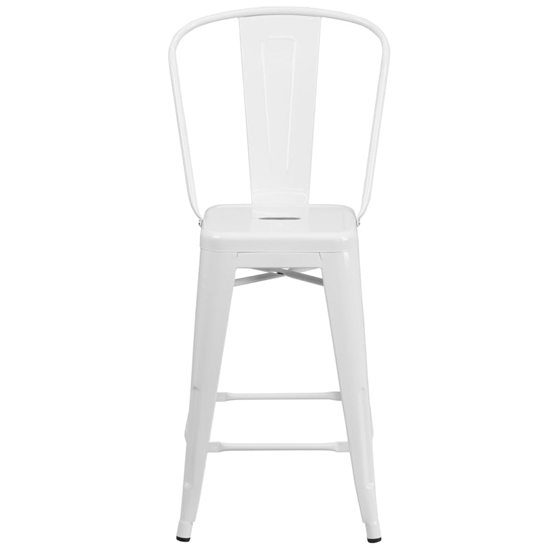 24" White Metal Outdoor Stool CH-31320-24GB-WH-GG