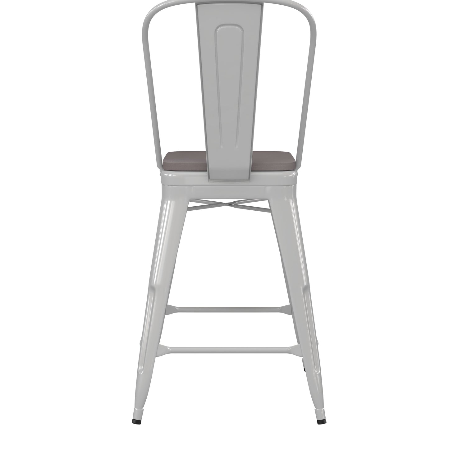 24" White Stool-Gray Seat CH-31320-24GB-WH-PL2G-GG