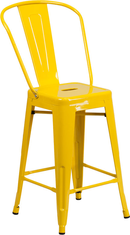 24" Yell Metal Outdoor Stool CH-31320-24GB-YL-GG