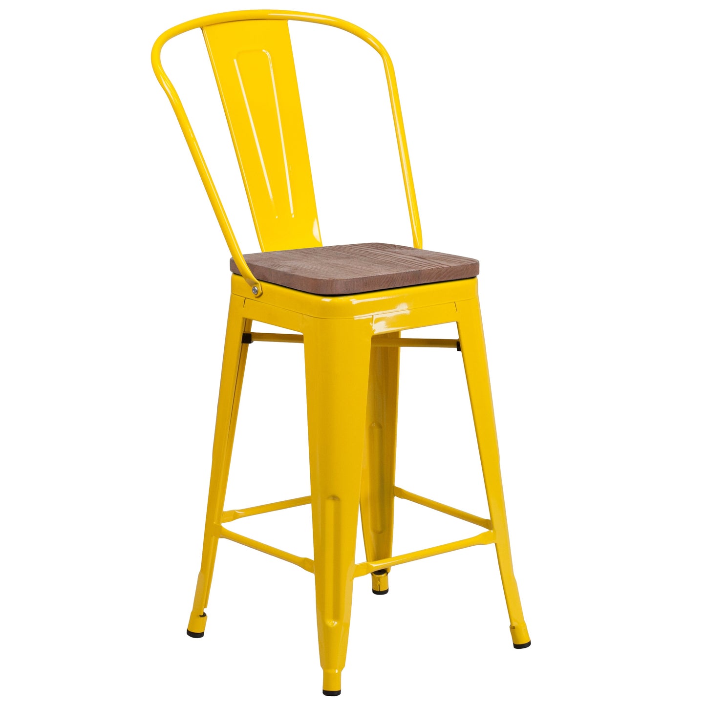 24" Yellow Metal Counter Stool CH-31320-24GB-YL-WD-GG