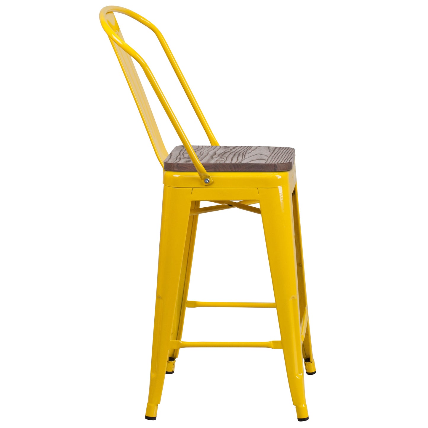 24" Yellow Metal Counter Stool CH-31320-24GB-YL-WD-GG