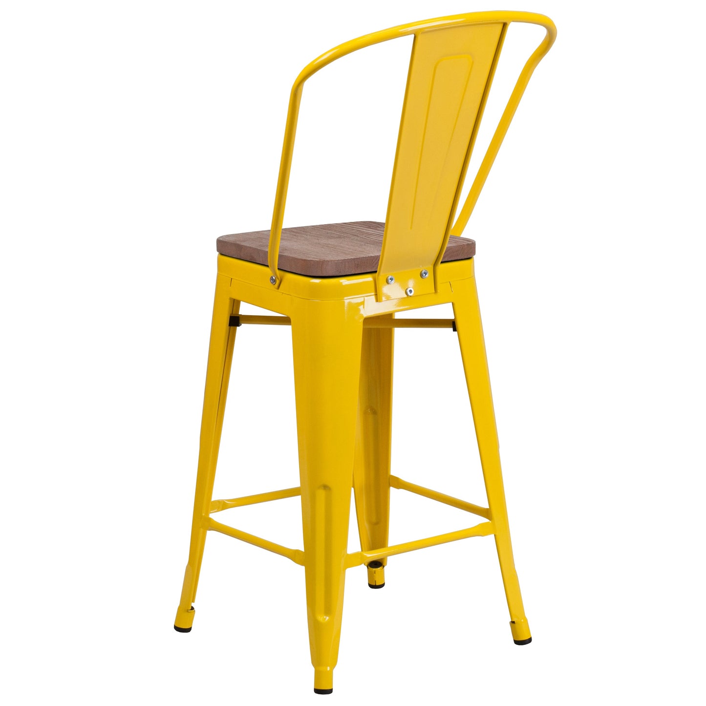 24" Yellow Metal Counter Stool CH-31320-24GB-YL-WD-GG