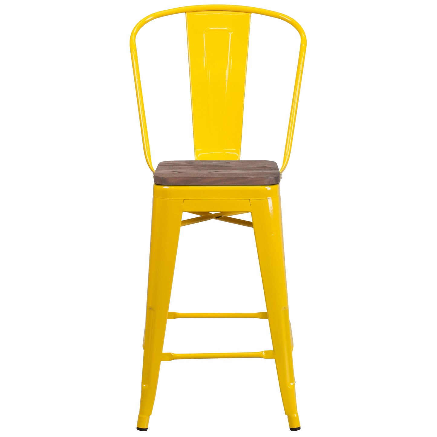 24" Yellow Metal Counter Stool CH-31320-24GB-YL-WD-GG