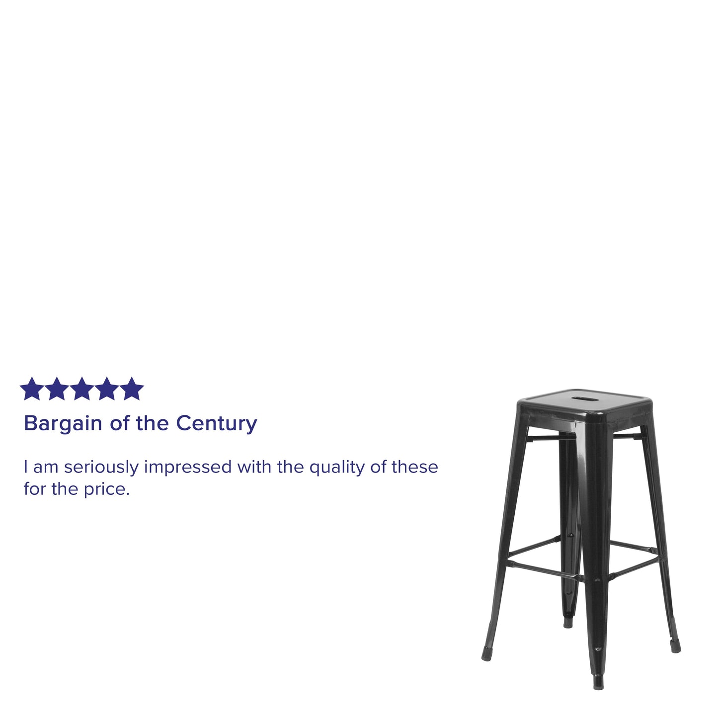 30" Black No Back Metal Stool CH-31320-30-BK-GG