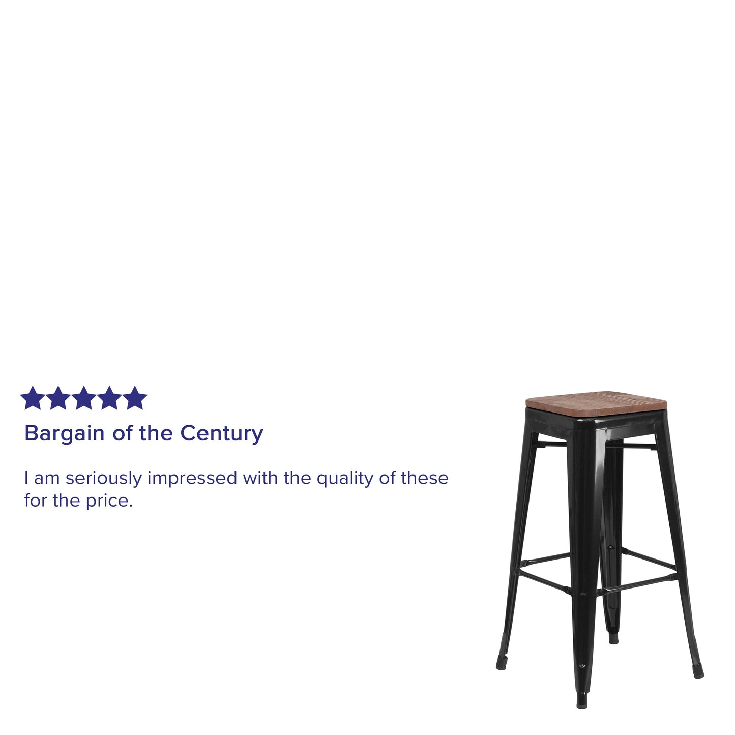 30" Black Backless Metal Stool CH-31320-30-BK-WD-GG