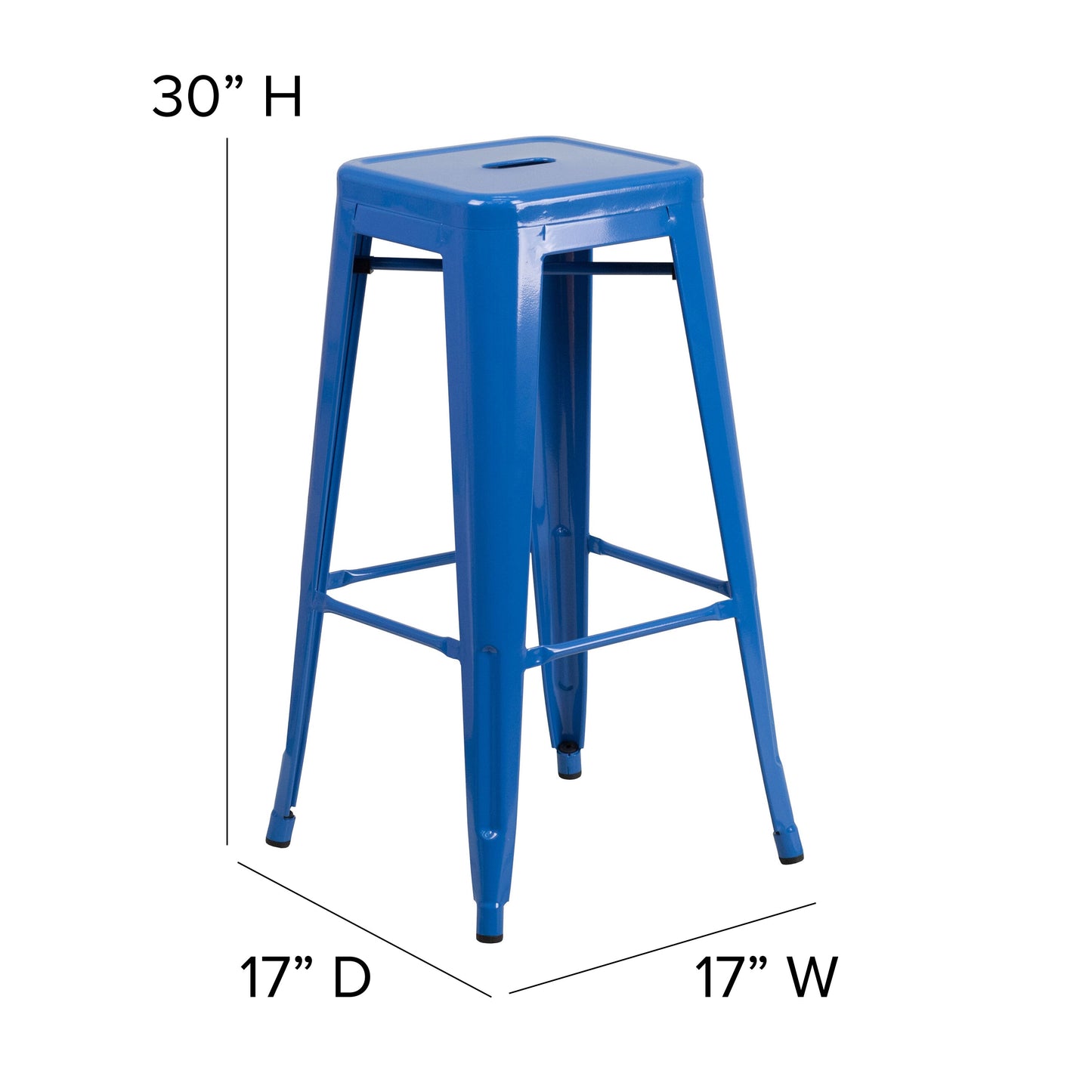 30" Blue No Back Metal Stool CH-31320-30-BL-GG