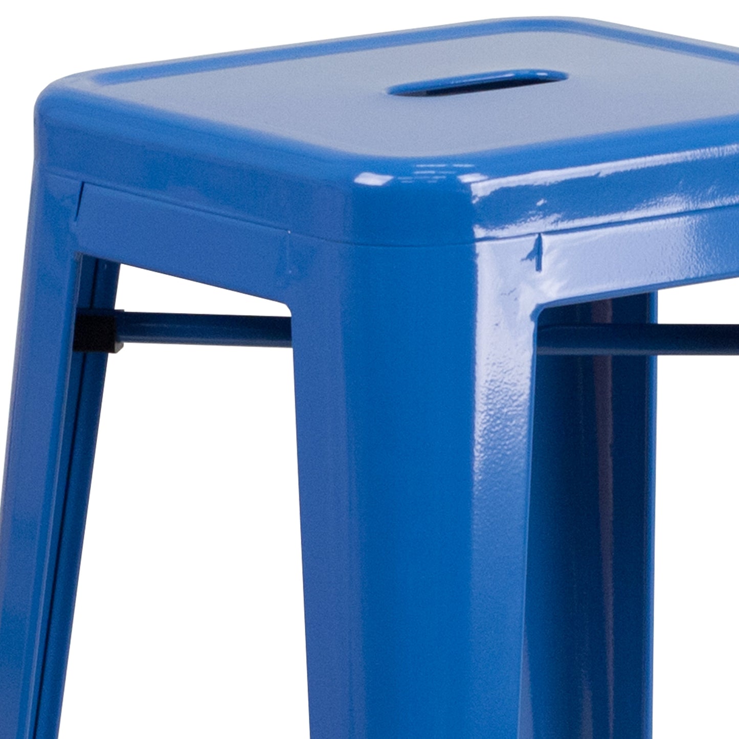 30" Blue No Back Metal Stool CH-31320-30-BL-GG