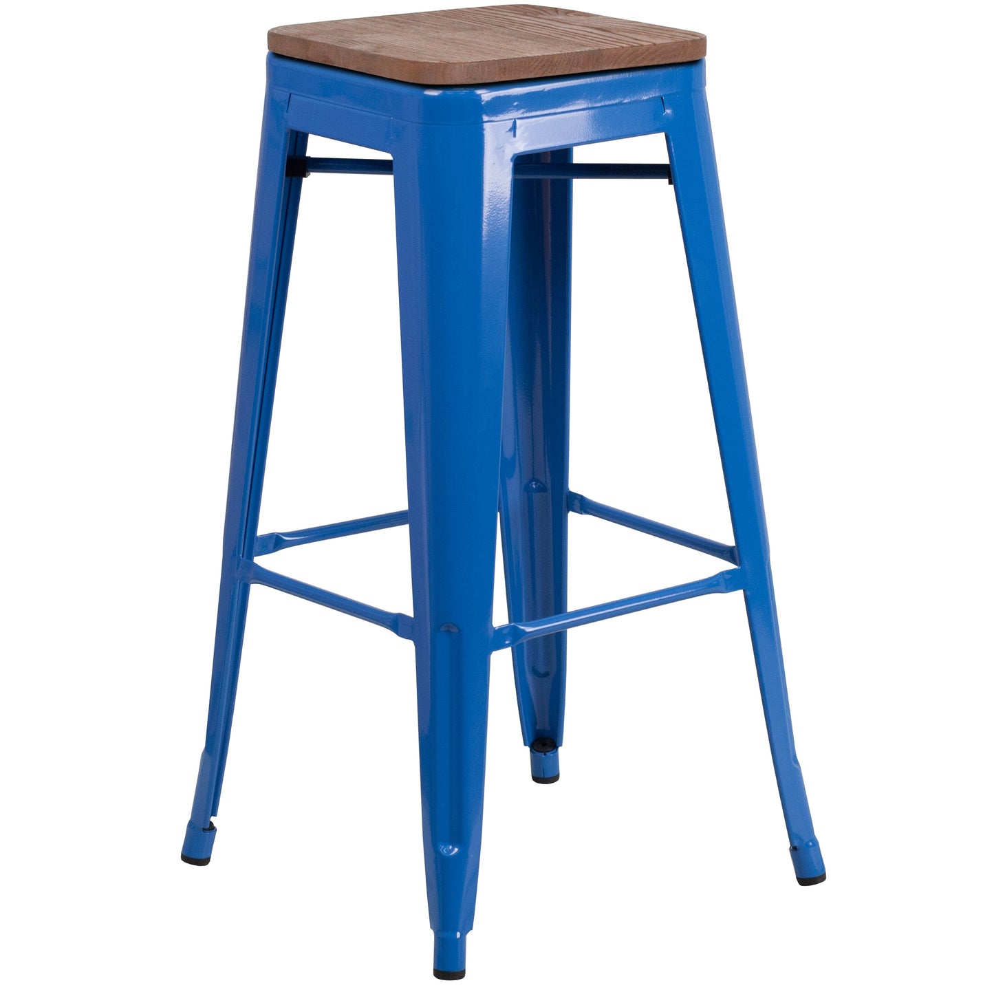 30" Blue Metal Barstool CH-31320-30-BL-WD-GG