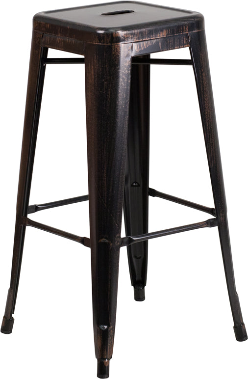 30" Aged Black NoBack Stool CH-31320-30-BQ-GG