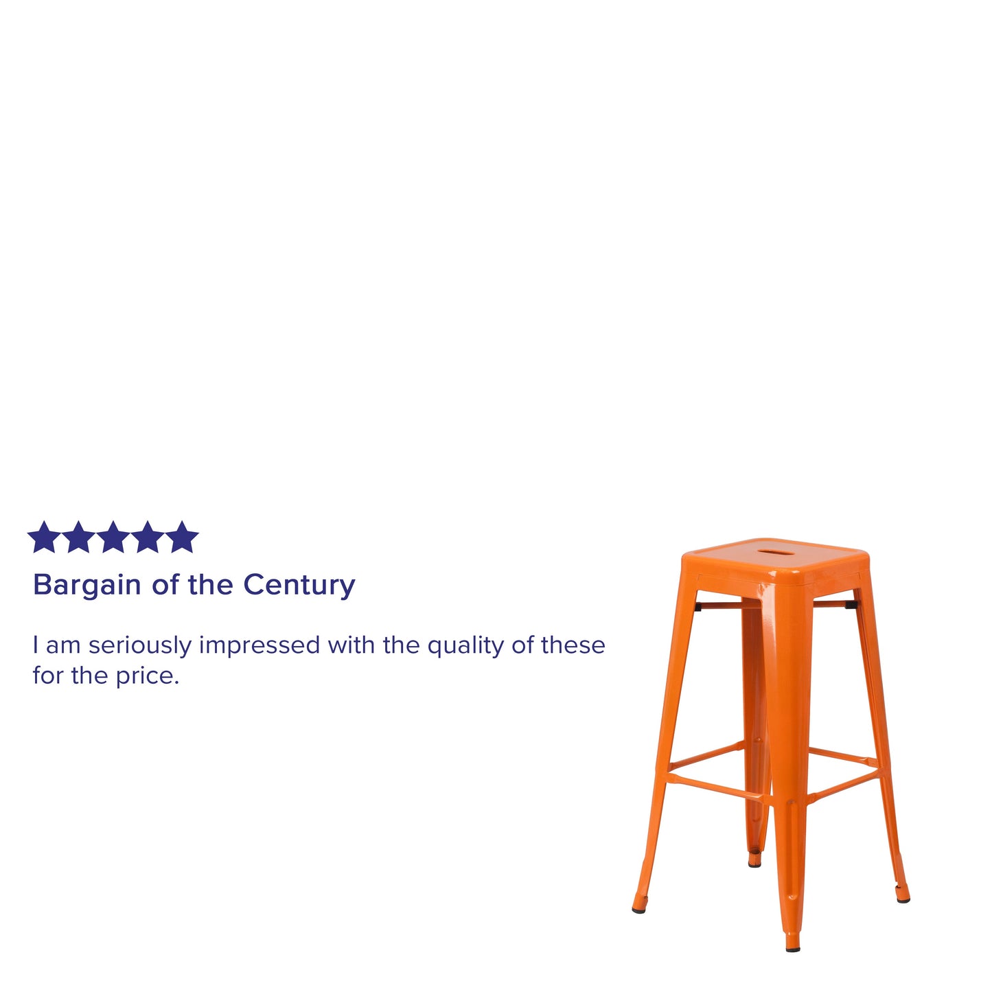 30" Orange No Back Metal Stool CH-31320-30-OR-GG