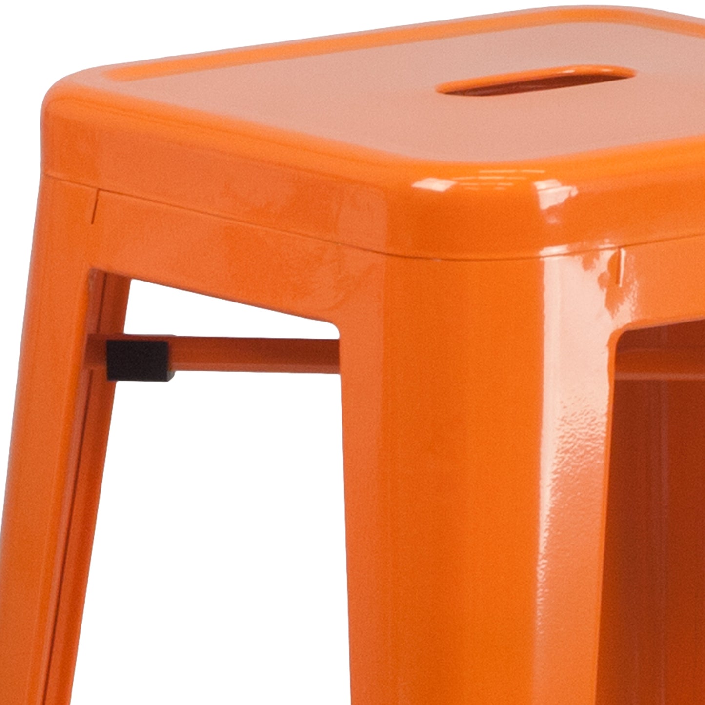 30" Orange No Back Metal Stool CH-31320-30-OR-GG