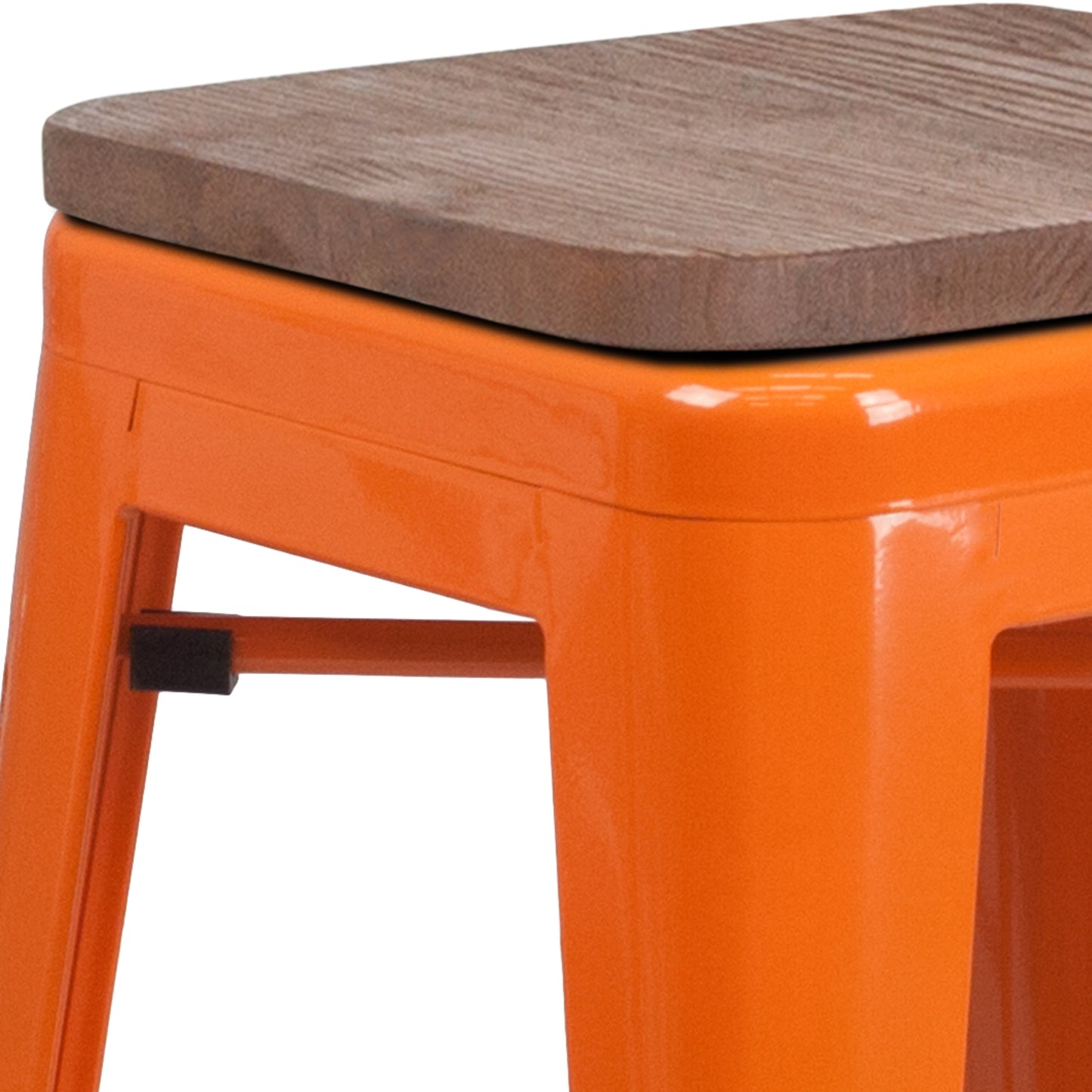 30" Orange Metal Barstool CH-31320-30-OR-WD-GG