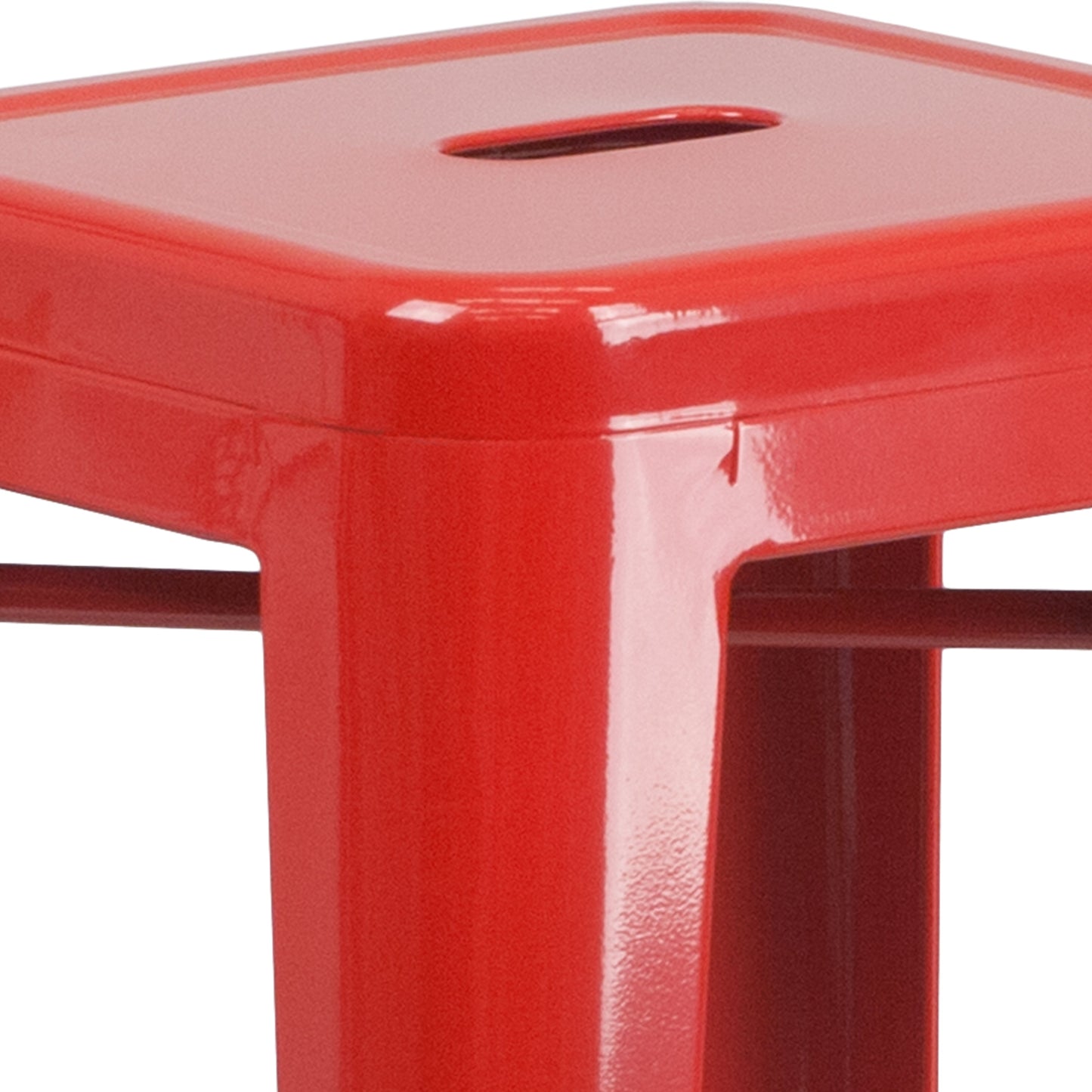 30" Red No Back Metal Stool CH-31320-30-RED-GG