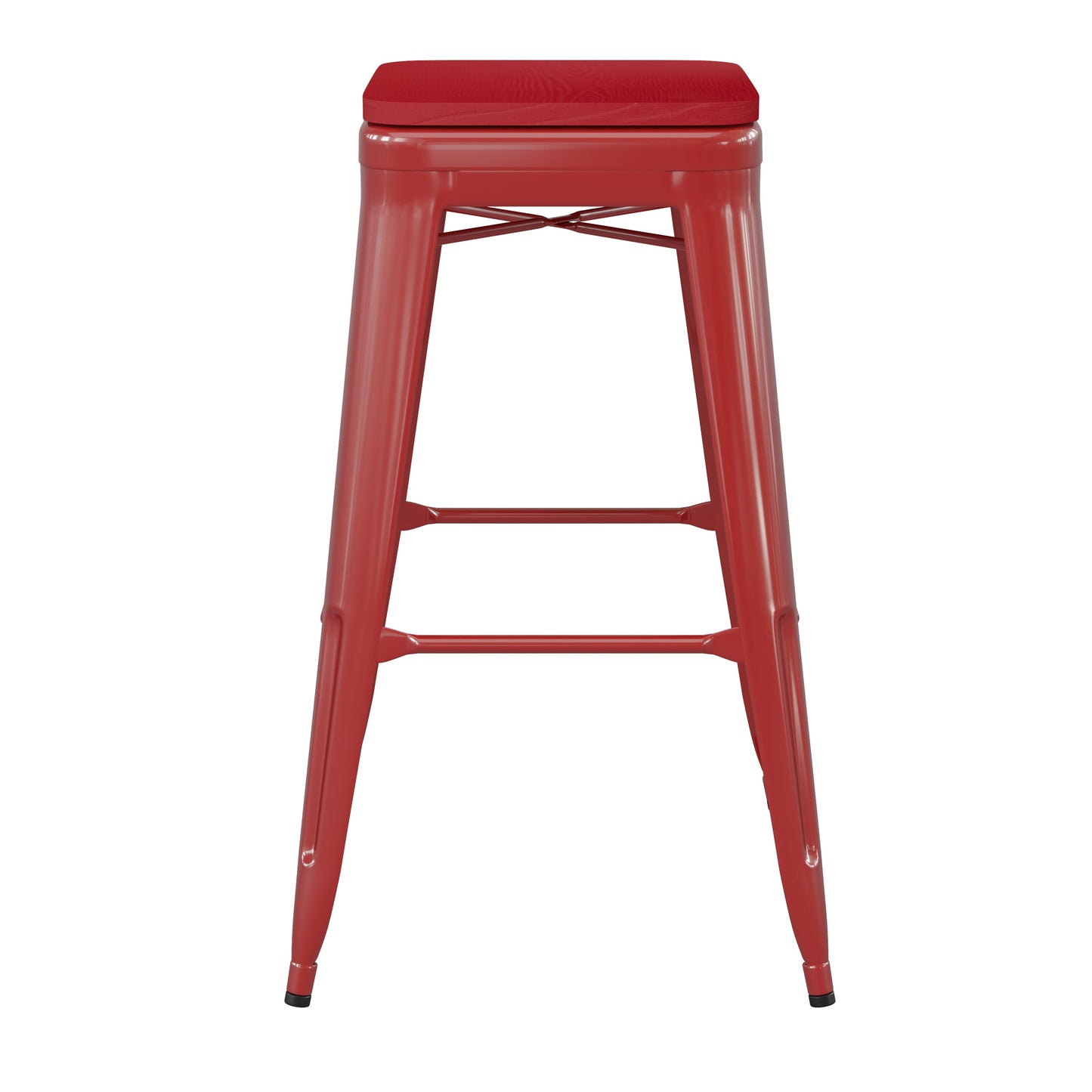 30" Red Stool-Red Seat CH-31320-30-RED-PL2R-GG