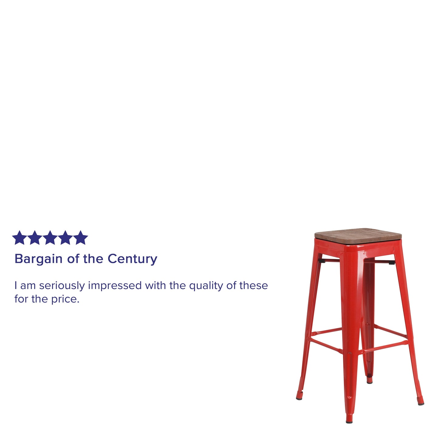 30" Red Metal Barstool CH-31320-30-RED-WD-GG