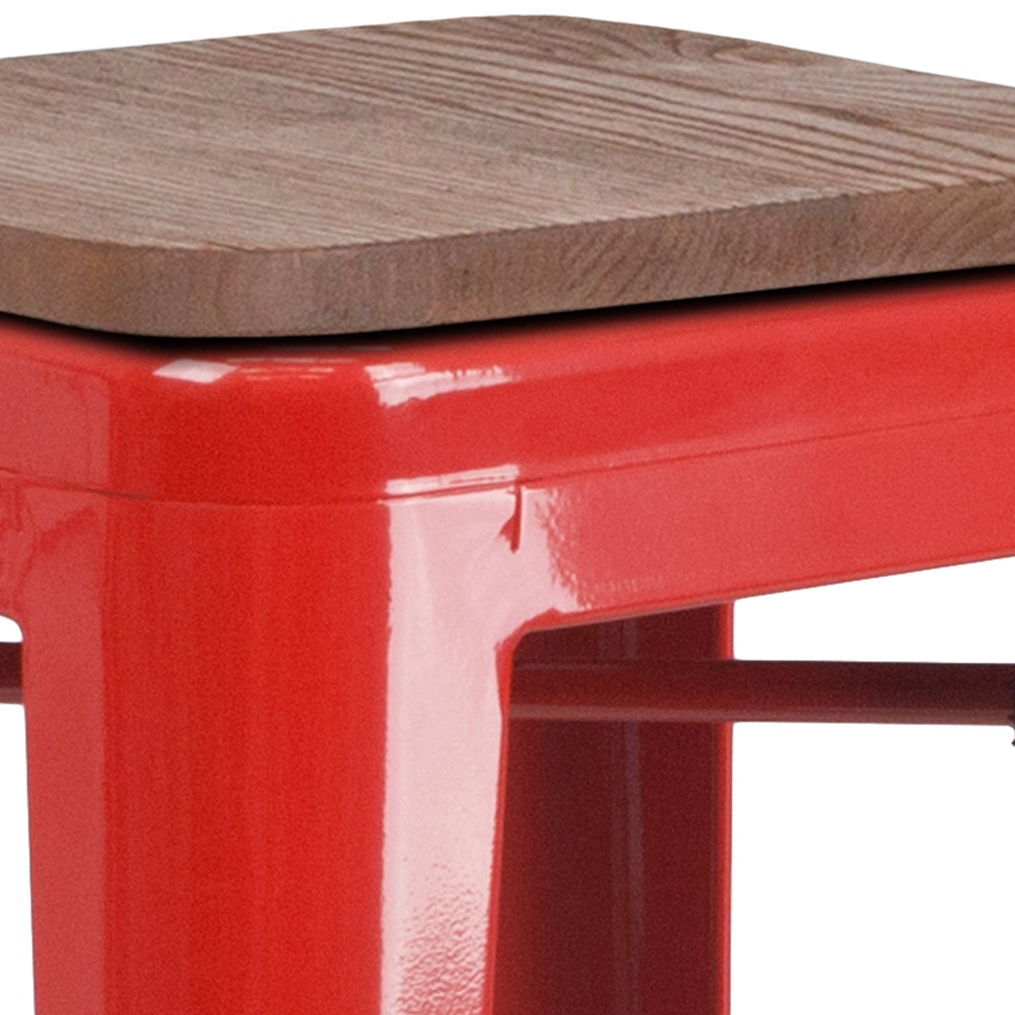 30" Red Metal Barstool CH-31320-30-RED-WD-GG