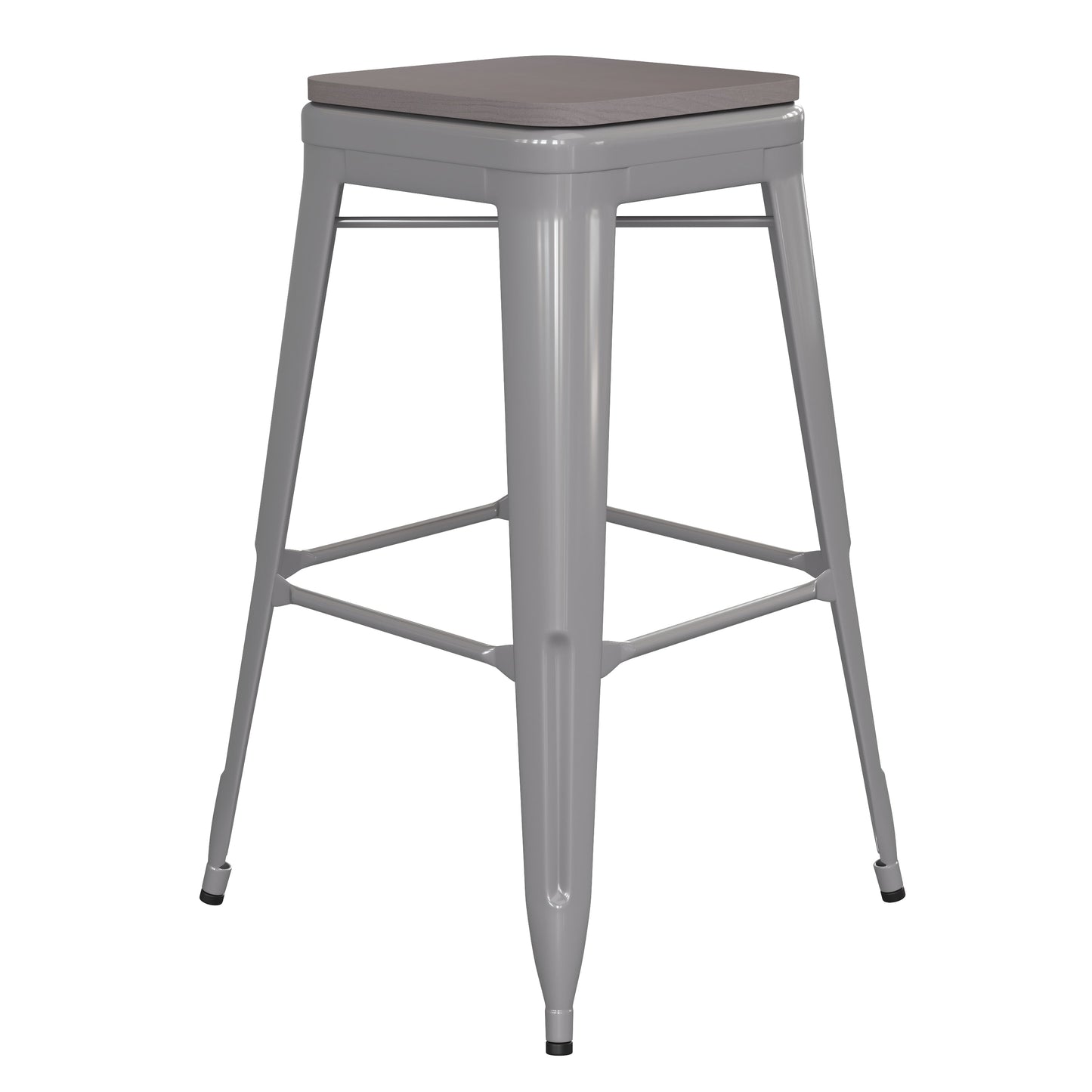 30" Silver Stool-Gray Seat CH-31320-30-SIL-PL2G-GG