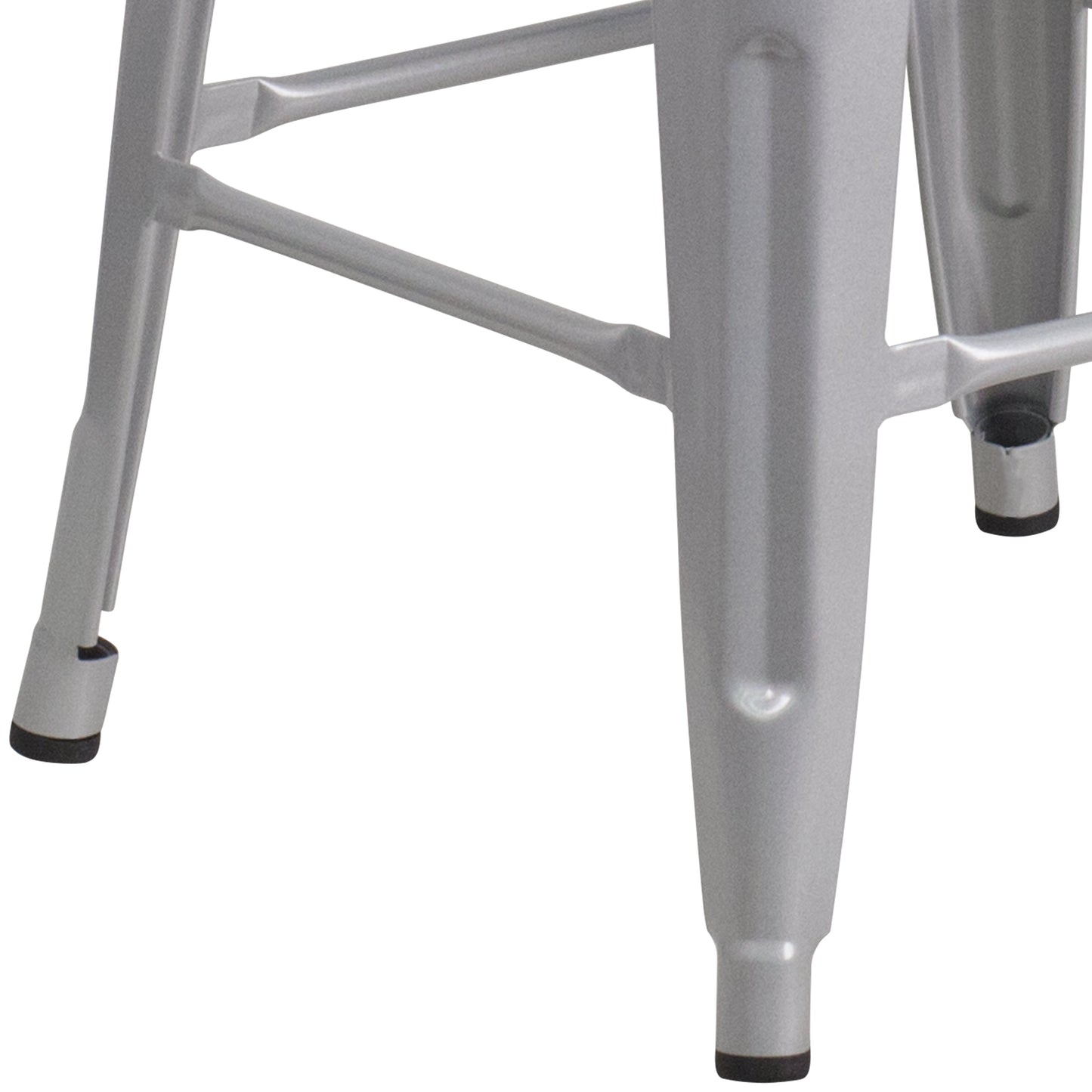 30" Silver Metal Barstool CH-31320-30-SIL-WD-GG