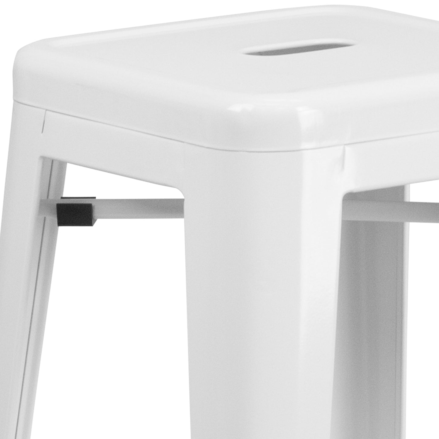 30" White No Back Metal Stool CH-31320-30-WH-GG