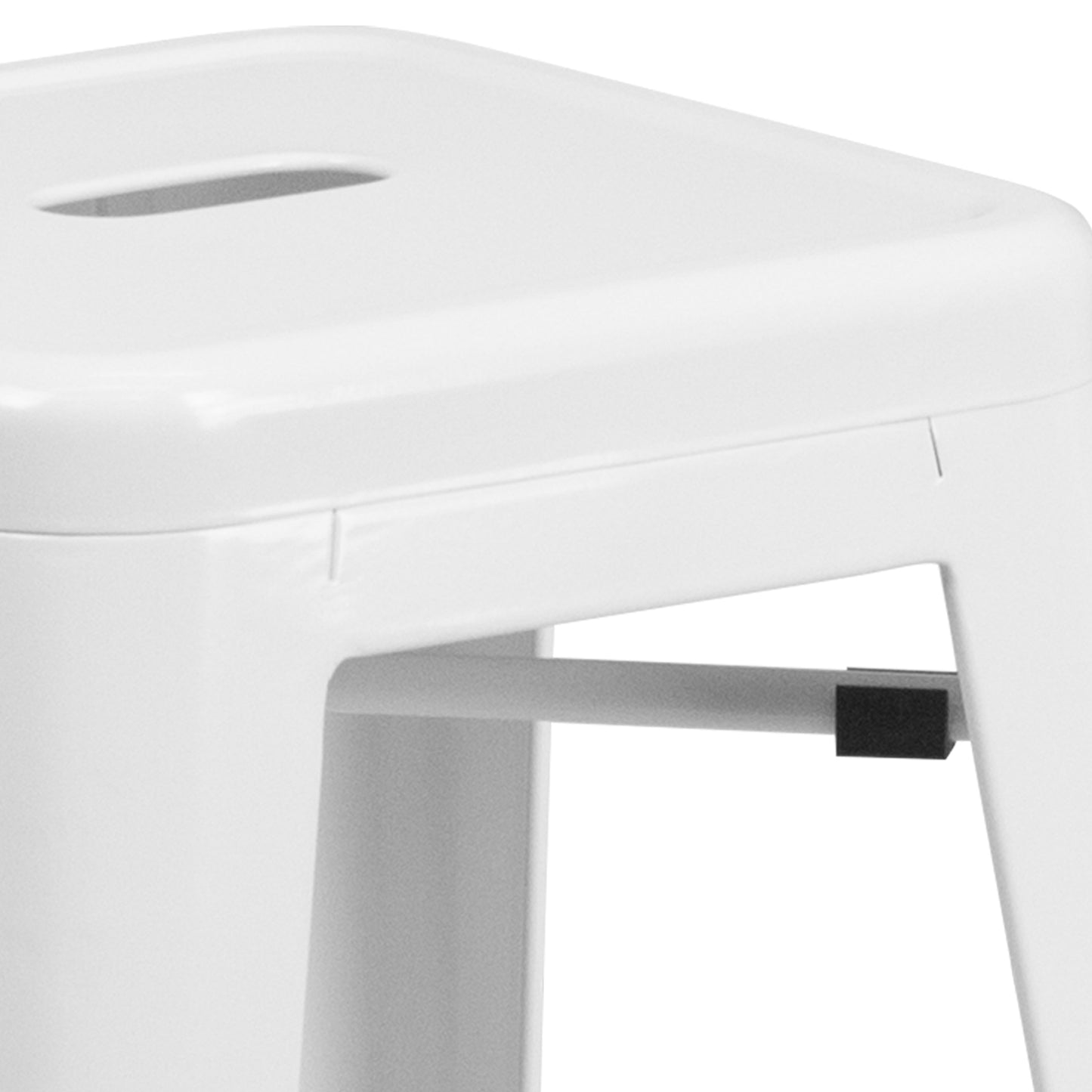 30" White No Back Metal Stool CH-31320-30-WH-GG