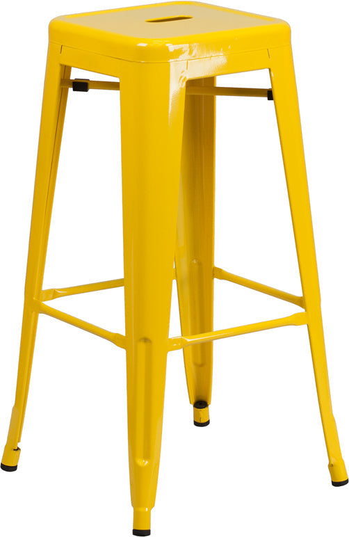 30" Yell No Back Metal Stool CH-31320-30-YL-GG