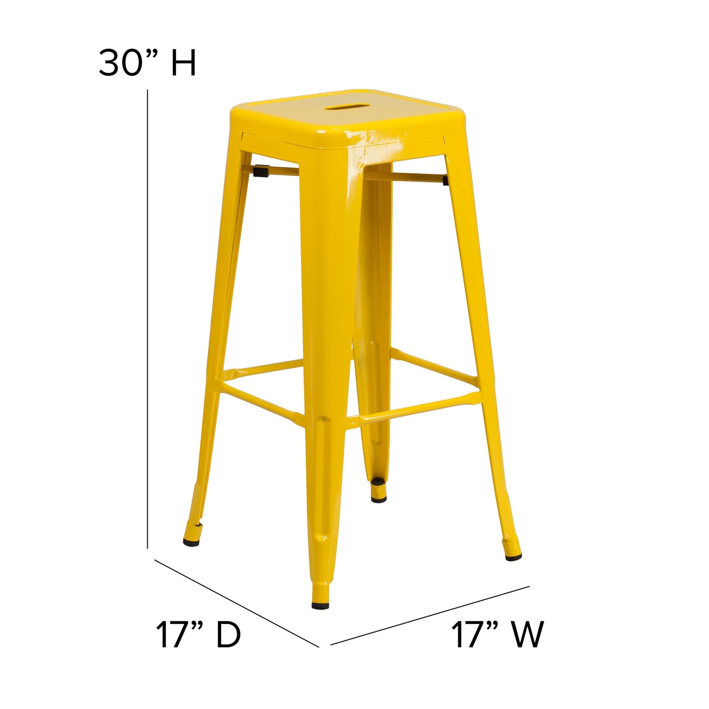 30" Yellow Stool-Teak Seat CH-31320-30-YL-PL2T-GG