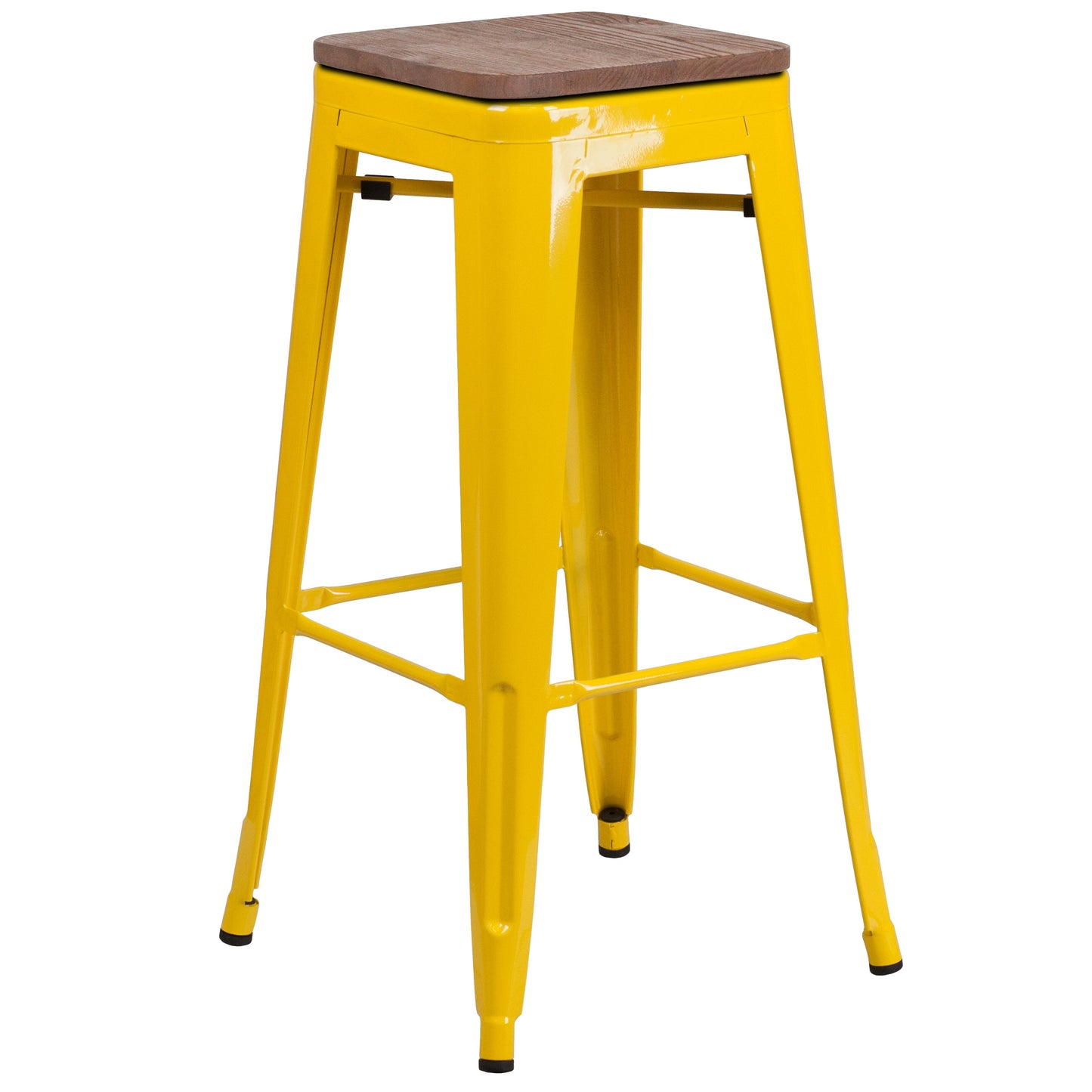 30" Yellow Metal Barstool CH-31320-30-YL-WD-GG