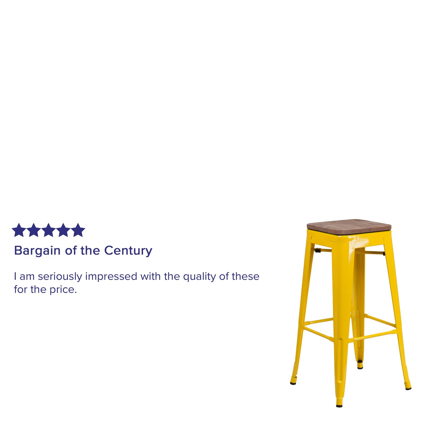 30" Yellow Metal Barstool CH-31320-30-YL-WD-GG