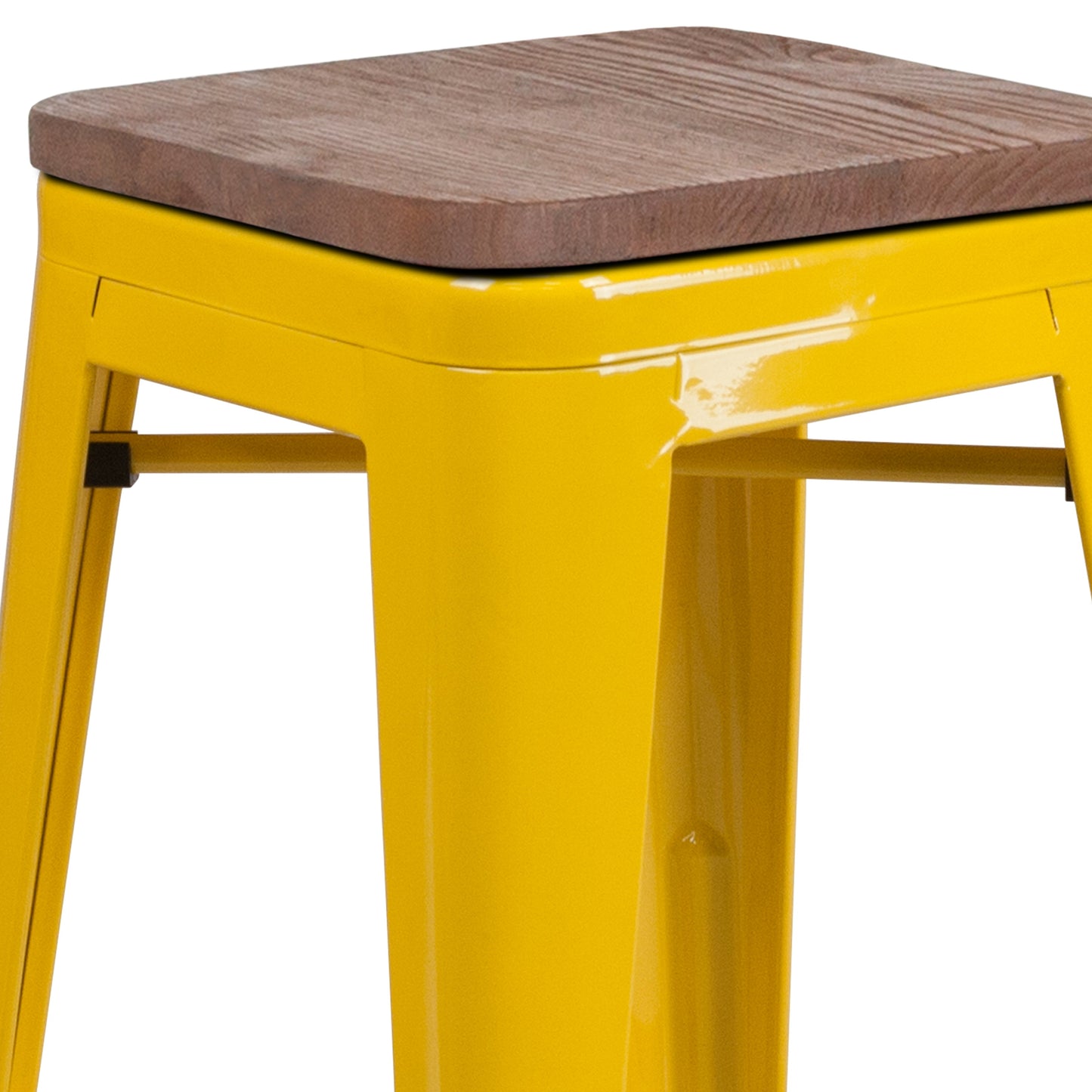 30" Yellow Metal Barstool CH-31320-30-YL-WD-GG