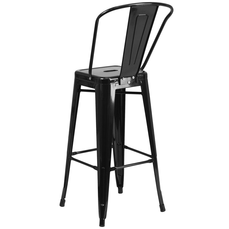 30" Black Metal Outdoor Stool CH-31320-30GB-BK-GG