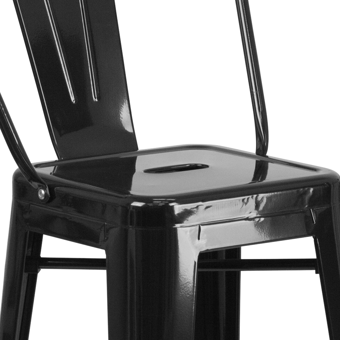 30" Black Metal Outdoor Stool CH-31320-30GB-BK-GG