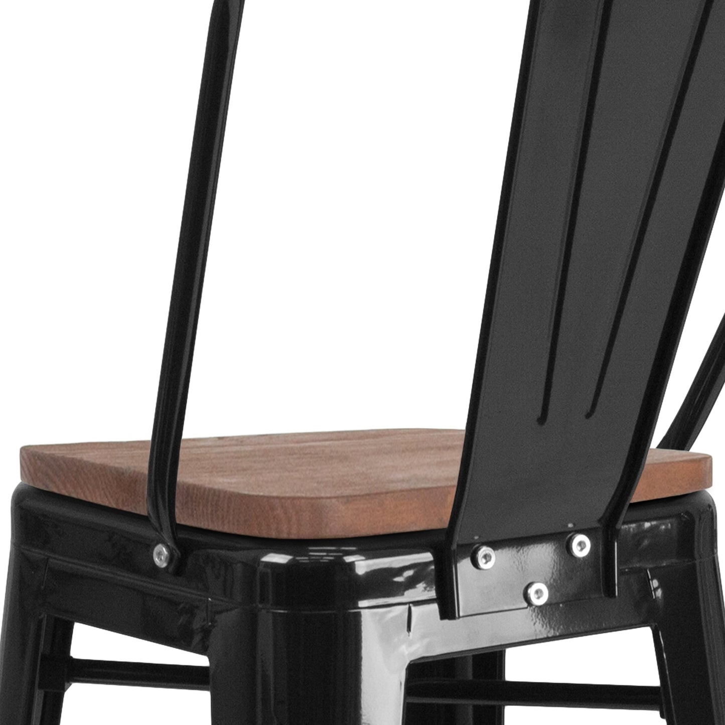 30" Black Metal Barstool CH-31320-30GB-BK-WD-GG