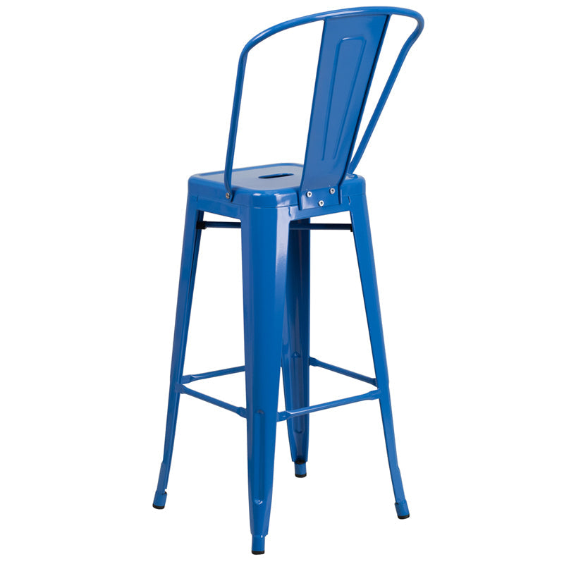 30" Blue Metal Outdoor Stool CH-31320-30GB-BL-GG