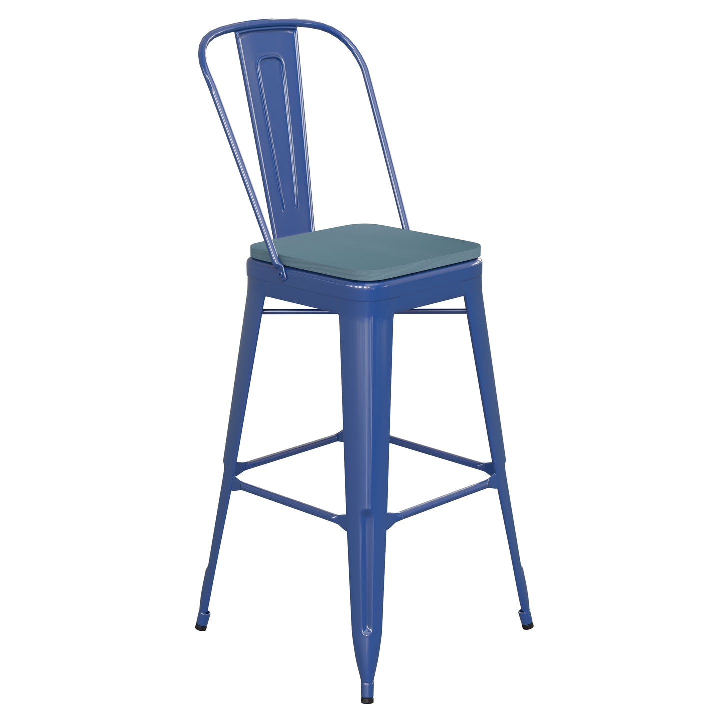 30" Blue Stool-Teal Seat CH-31320-30GB-BL-PL2C-GG