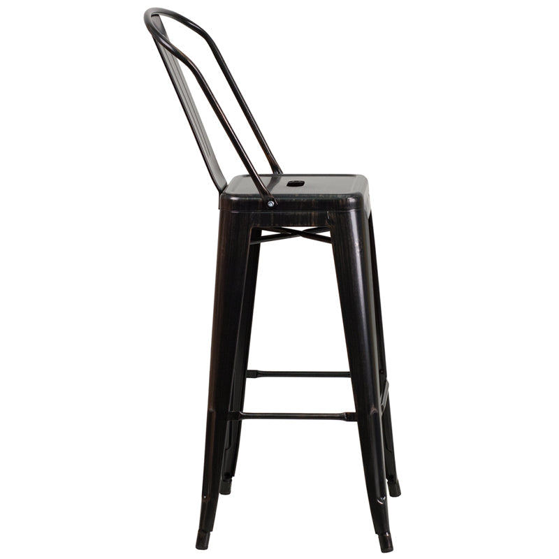 30" Aged Black Metal Stool CH-31320-30GB-BQ-GG