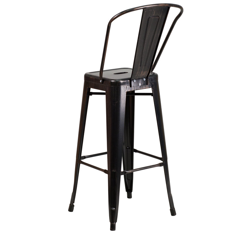 30" Aged Black Metal Stool CH-31320-30GB-BQ-GG