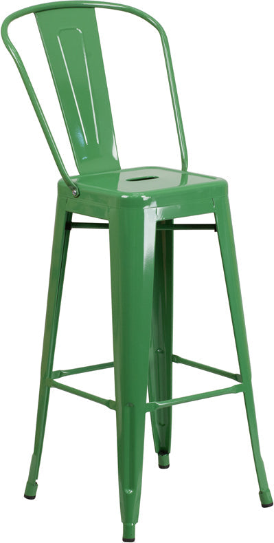 30" Green Metal Outdoor Stool CH-31320-30GB-GN-GG