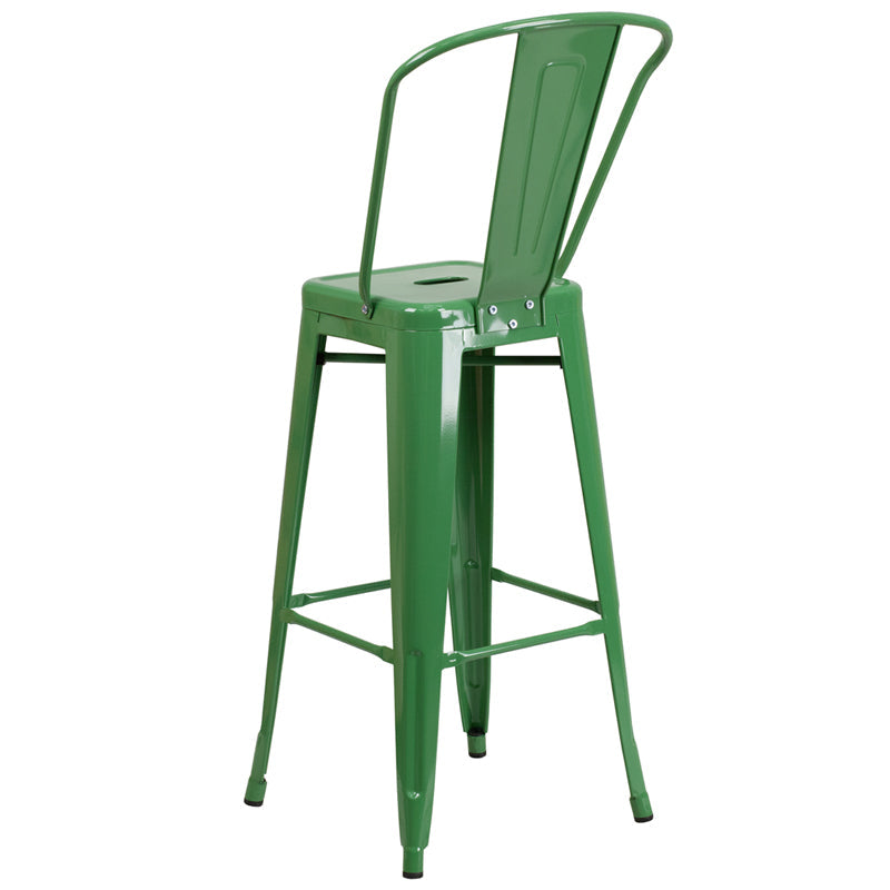 30" Green Metal Outdoor Stool CH-31320-30GB-GN-GG